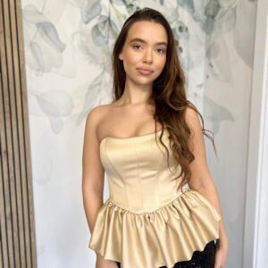 Corset bej cu peplum