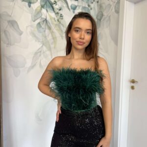 Corset cu pene verde