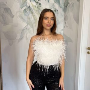Corset cu pene ivory
