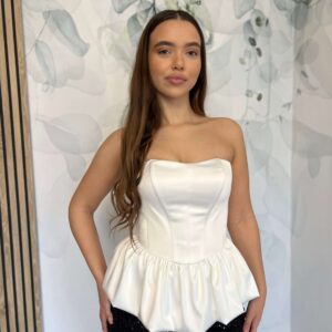 Corset ivory cu peplum